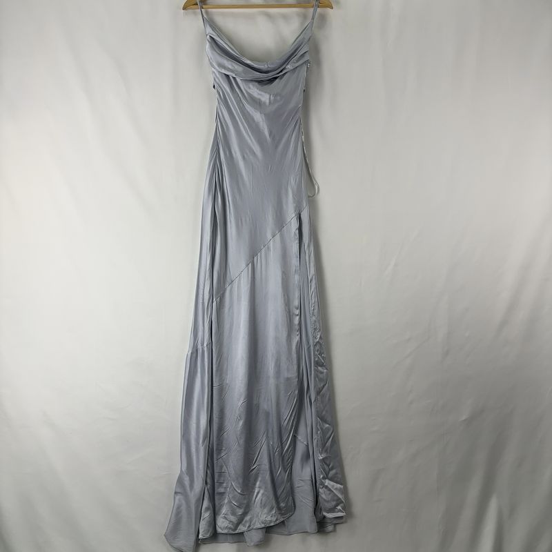 Retrofete Silver-Gray Satin Maxi Dress